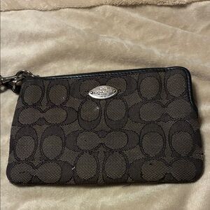 Coach Dark Brown and Black Signature Wristlet